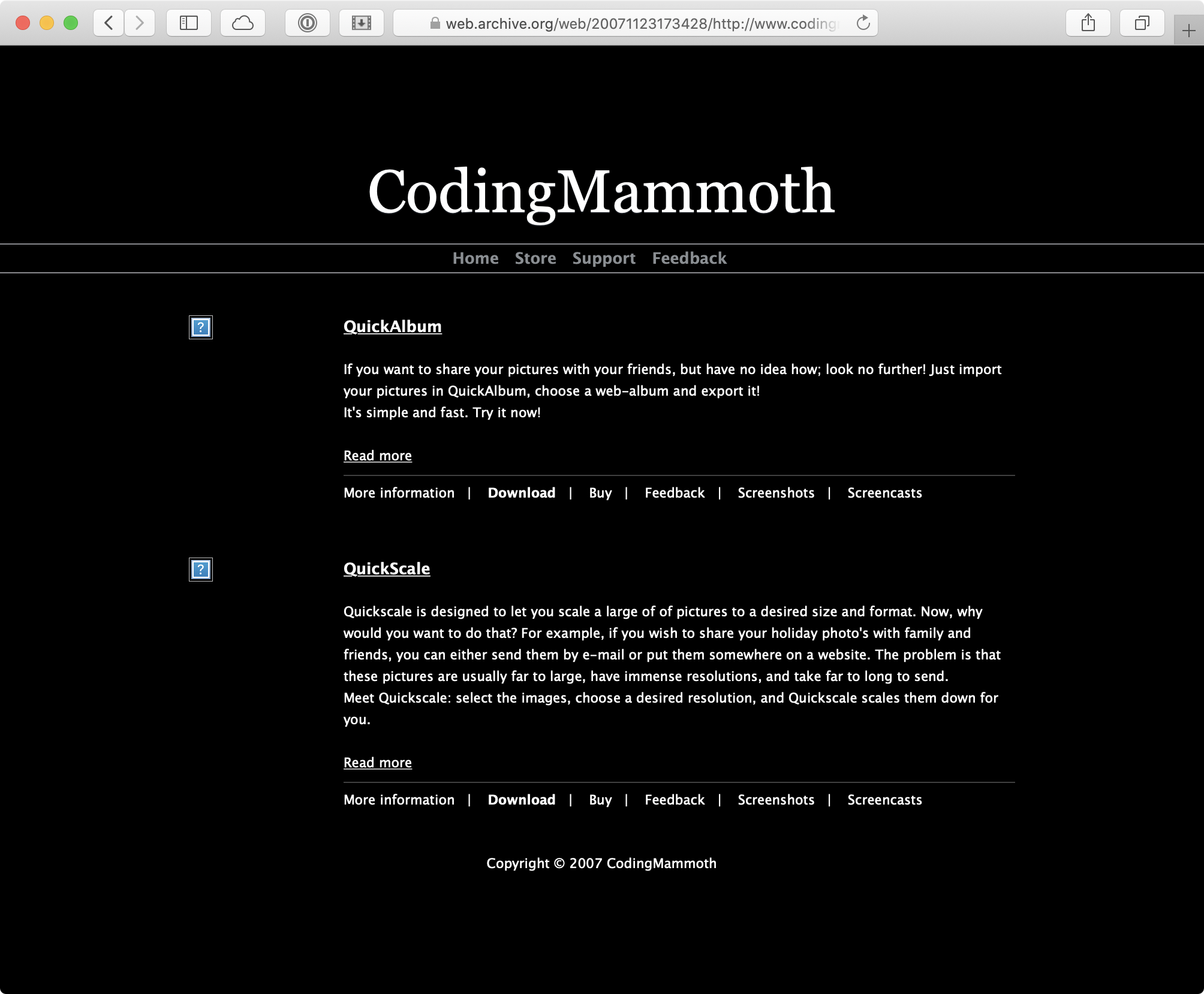 Website Coding Mammoth 2007