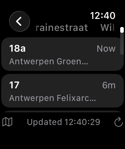 MijnLijn Apple Watch realtime departures view