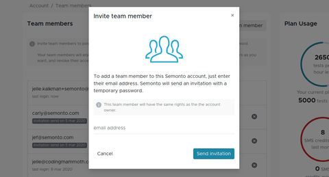 Team feature in Semonto