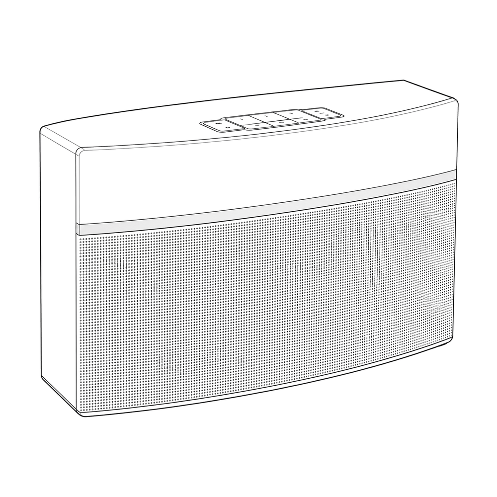 Outline drawing of a Bose SoundTouch speaker