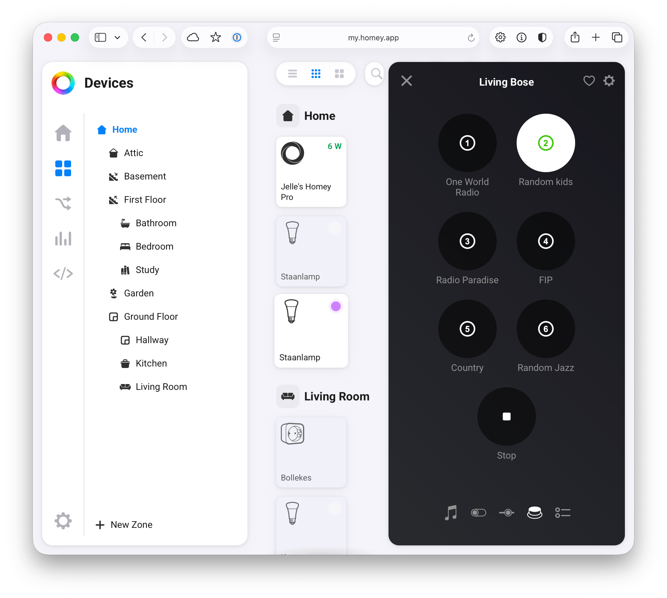 Homey controls for SoundTouch Bridge preset buttons